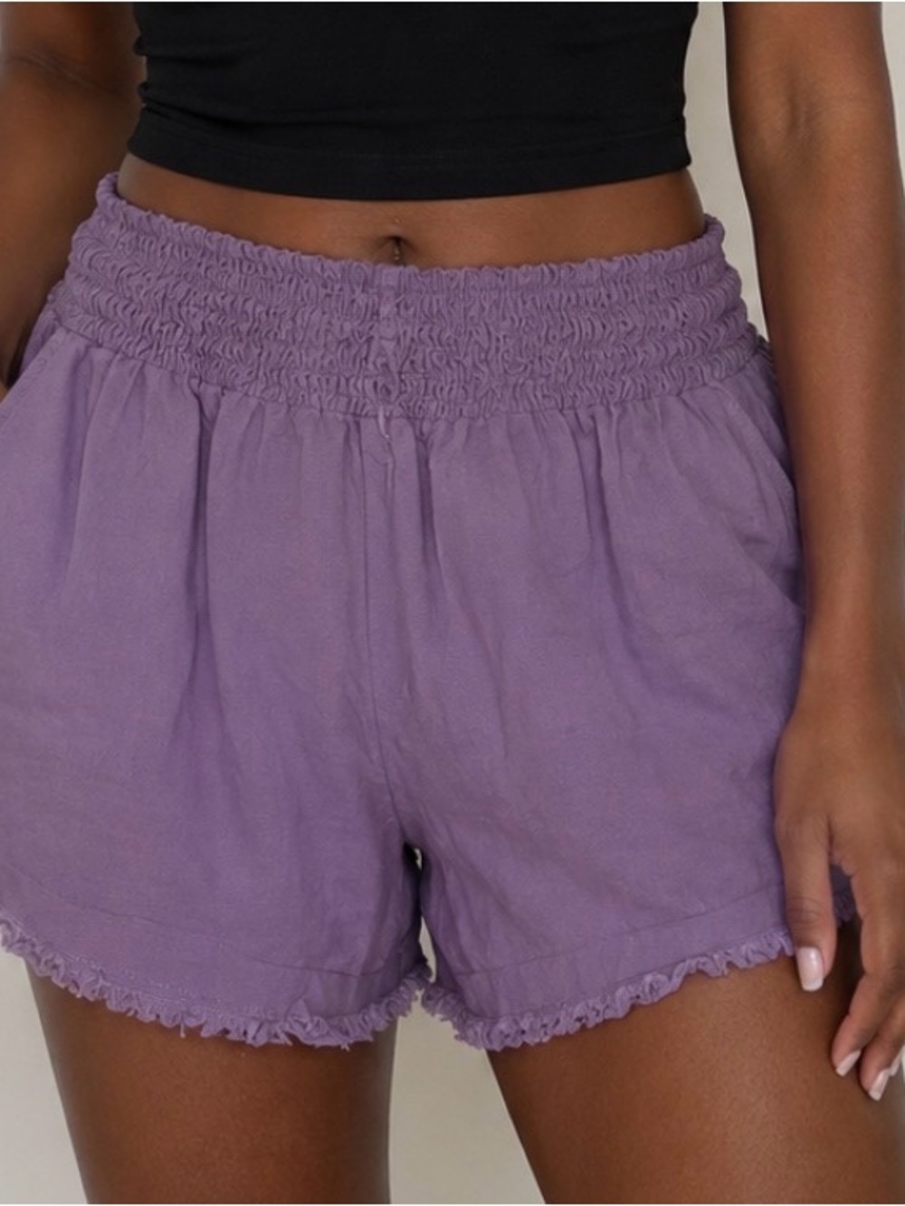 Wild Fable Lavender Smocked High-Waist Women’s Shorts